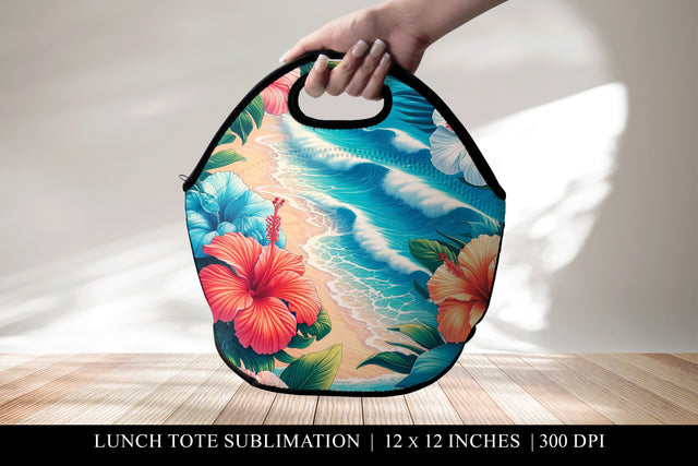 Beach Lunch Tote Design, Tropical Sublimation PNG Sublimation BijouBay 