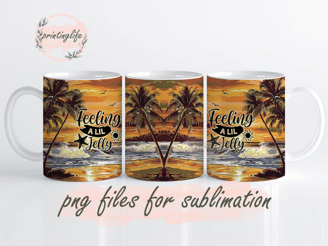Beach Mug Wrap Design, Instant Digital Design Download Mug Wrap Design, Mug Design PNG Sublimation PrintingLife 