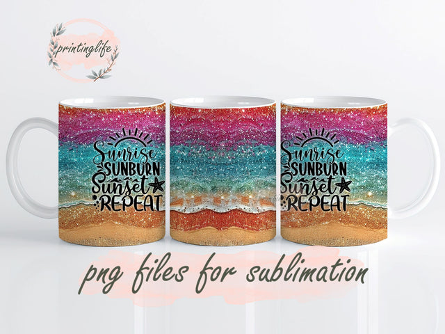 Beach Mug Wrap, Sunset Mug Wrap Design, Instant Digital Design Download Mug Wrap Design, Mug Design PNG Sublimation PrintingLife 