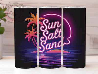 Beach Neon Tropical Quote 20oz Tumbler Wrap, Neon Tropical, Tropical Sign, Beach Quote, Summer Vibes, 20oz Tumbler Wrap, Sublimation PNG Sublimation Lara' s Designs 