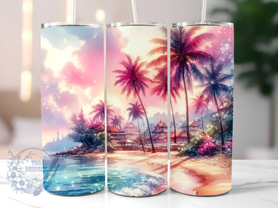 Beach Ocean 20 oz Skinny Tumbler Sublimation Design, Beach Tumbler Png, Straight & Tapered Tumbler Wrap, Instant Digital Download Sublimation ToriDesigns 