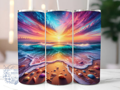 Beach Ocean 20oz Skinny Tumbler, Beach Tumbler Png, Straight & Tapered Tumbler Wrap, Instant Digital Download Sublimation ToriDesigns 