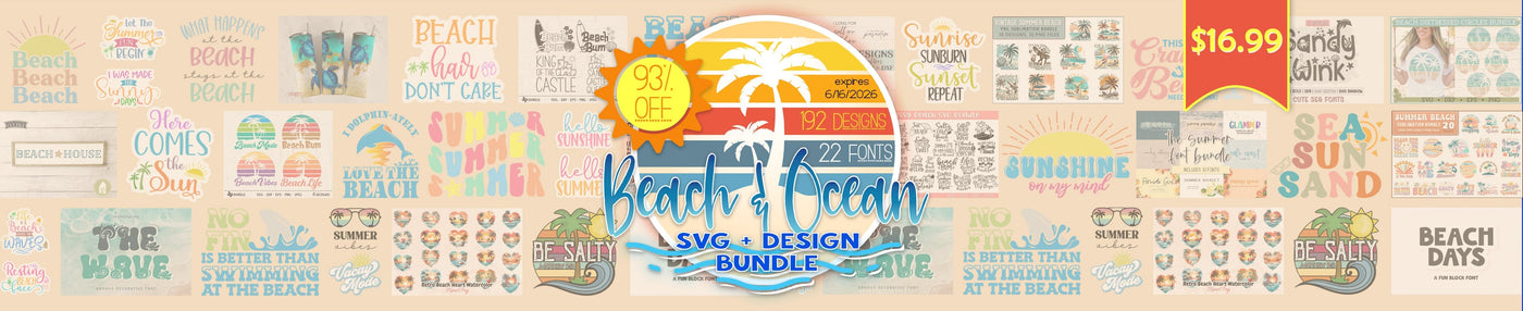 Beach & Ocean SVG + Design Bundle [93% off Reg $244]