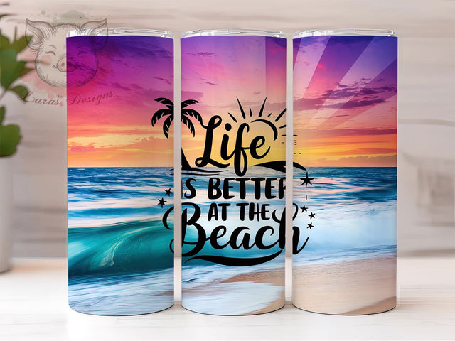 Beach Ocean Tropical Vacation Tumbler, Summer Tumbler, Ocean Tumbler, Tropical Tumbler, Vacation Tumbler, 20oz Sublimation Wrap, Coastal Tumbler Sublimation Lara' s Designs 