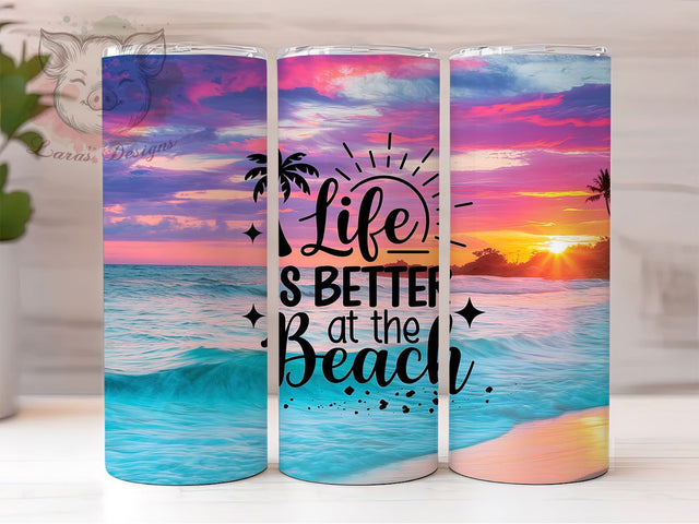 Beach Ocean Tropical Vacation Tumbler, Summer Tumbler, Ocean Tumbler, Tropical Tumbler, Vacation Tumbler, 20oz Sublimation Wrap, Coastal Tumbler Sublimation Lara' s Designs 