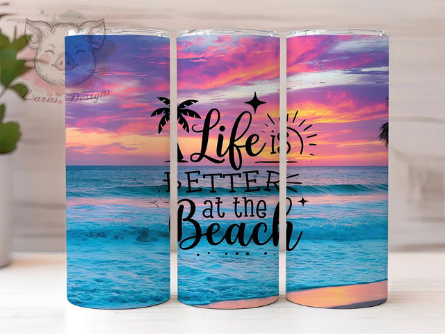 Beach Ocean Tropical Vacation Tumbler, Summer Tumbler, Ocean Tumbler, Tropical Tumbler, Vacation Tumbler, 20oz Sublimation Wrap, Coastal Tumbler Sublimation Lara' s Designs 