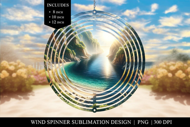 Beach Paradise Wind Spinner Sublimation Tropical Landscape Sublimation BijouBay 