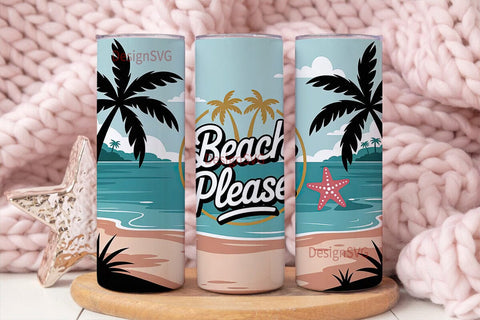Beach Please 20oz Tumbler Wrap Sublimation DesignSVG 