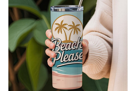Beach Please 20oz Tumbler Wrap Sublimation DesignSVG 