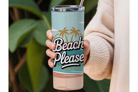 Beach Please 20oz Tumbler Wrap Sublimation DesignSVG 