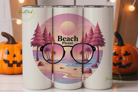 Beach Please 20oz Tumbler Wrap Sublimation PixelChick 