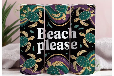 Beach Please 20oz Tumbler Wrap Sublimation PixelChick 