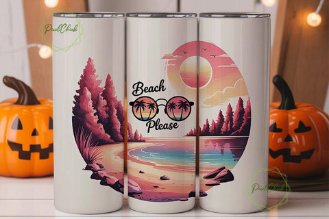 Beach Please 20oz Tumbler Wrap Sublimation PixelChick 