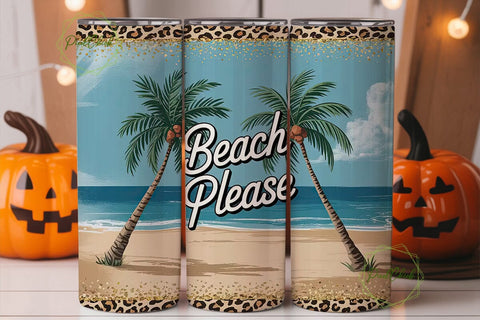 Beach Please 20oz Tumbler Wrap Sublimation PixelChick 