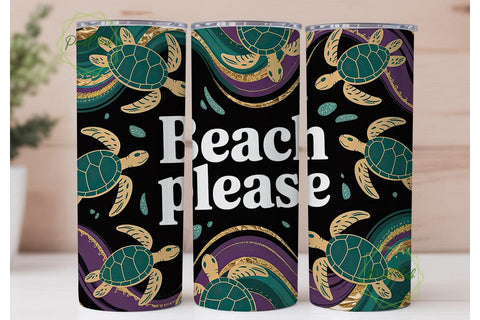 Beach Please 20oz Tumbler Wrap Sublimation PixelChick 