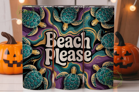 Beach Please 20oz Tumbler Wrap Sublimation PixelChick 