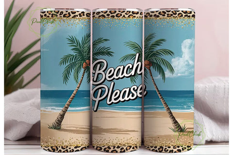 Beach Please 20oz Tumbler Wrap Sublimation PixelChick 