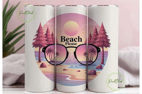 Beach Please 20oz Tumbler Wrap Sublimation PixelChick 