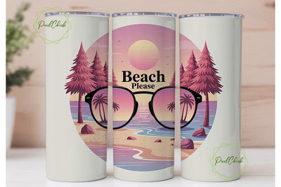 Beach Please 20oz Tumbler Wrap Sublimation PixelChick 