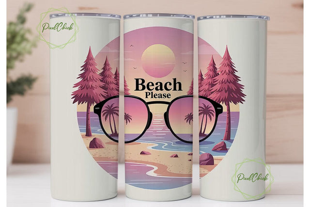 Beach Please 20oz Tumbler Wrap Sublimation PixelChick 