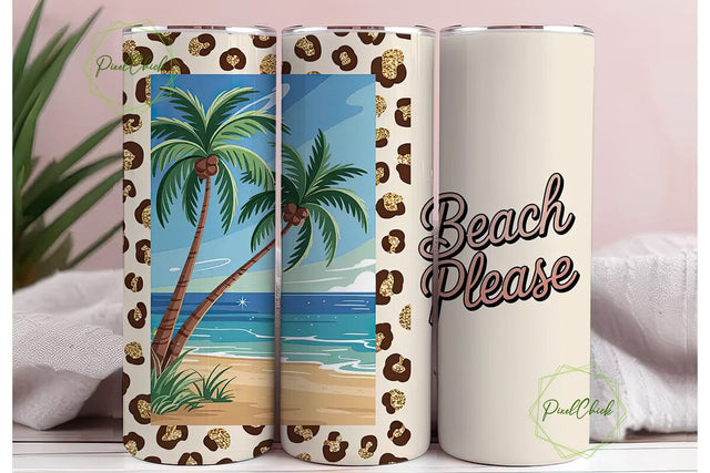 Beach Please 20oz Tumbler Wrap Sublimation PixelChick 