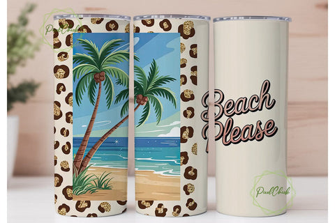Beach Please 20oz Tumbler Wrap Sublimation PixelChick 