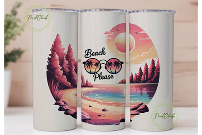Beach Please 20oz Tumbler Wrap Sublimation PixelChick 