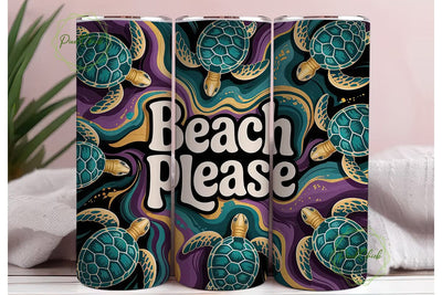 Beach Please 20oz Tumbler Wrap Sublimation PixelChick 