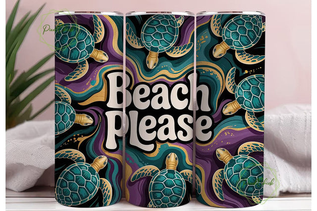 Beach Please 20oz Tumbler Wrap Sublimation PixelChick 