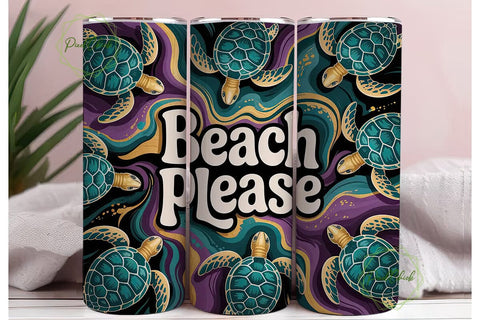 Beach Please 20oz Tumbler Wrap Sublimation PixelChick 