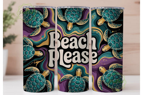 Beach Please 20oz Tumbler Wrap Sublimation PixelChick 