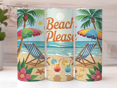 Beach Please Summer 20oz Tumbler, Summer Quote Wrap, Beach Babe Sublimation, 20oz Skinny Tumbler, Summer Vacation PNG, Coastal Aesthetic Design, Funny Beach Saying Sublimation Lara' s Designs 