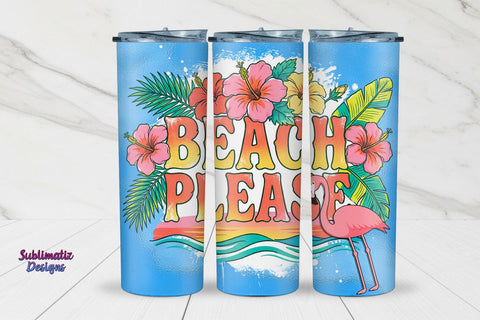 Beach Please Summer Tumbler Wrap | 20 oz Skinny Tumbler Wrap Sublimation Sublimatiz Designs 