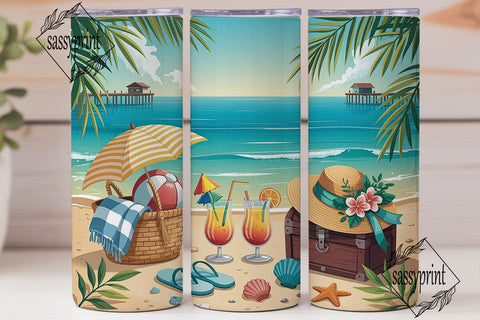 Beach Please Summer Vibes Tumbler Wrap Sublimation sassyprint 