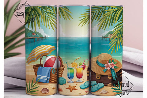 Beach Please Summer Vibes Tumbler Wrap Sublimation sassyprint 