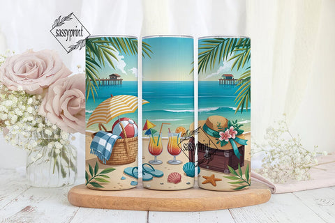 Beach Please Summer Vibes Tumbler Wrap Sublimation sassyprint 