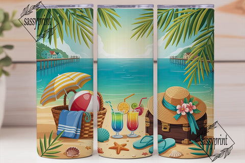 Beach Please Summer Vibes Tumbler Wrap Sublimation sassyprint 