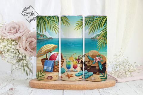 Beach Please Summer Vibes Tumbler Wrap Sublimation sassyprint 