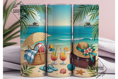 Beach Please Summer Vibes Tumbler Wrap Sublimation sassyprint 