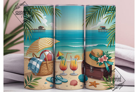 Beach Please Summer Vibes Tumbler Wrap Sublimation sassyprint 