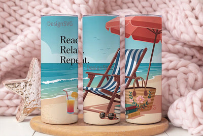 Beach Reading 20oz Tumbler Wrap Sublimation DesignSVG 