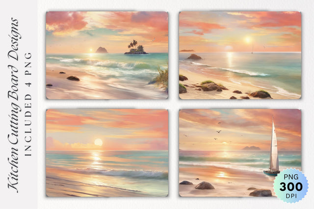 Beach Sea Cutting Board PNG Design Sublimation Regulrcrative 