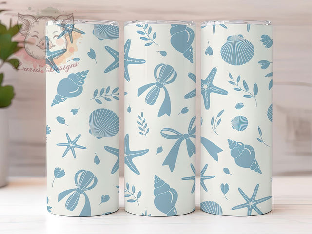 Beach Seamless Pattern Design 20oz Tumbler Wrap, Seamless Design, Repeating Pattern, Fabric Print, Wallpaper Theme, 20oz Tumbler Wrap, Sublimation PNG Sublimation Lara' s Designs 