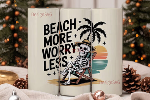 Beach Skeleton 20oz Tumbler Wrap Sublimation DesignSVG 