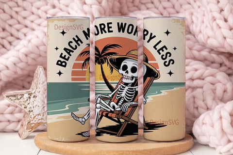 Beach Skeleton 20oz Tumbler Wrap Sublimation DesignSVG 