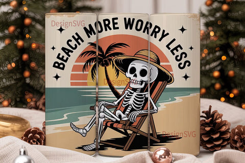Beach Skeleton 20oz Tumbler Wrap Sublimation DesignSVG 