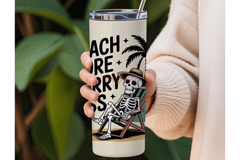 Beach Skeleton 20oz Tumbler Wrap Sublimation DesignSVG 