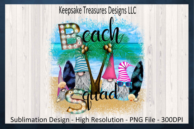 Beach Squad Summer Gnomes, Sublimation Printable PNG, Digital Download Sublimation Keepsake Treasures Designs LLC. 