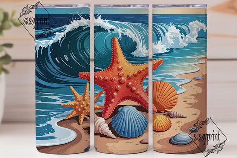 Beach Starfish & Seashells 20oz Tumbler Sublimation sassyprint 
