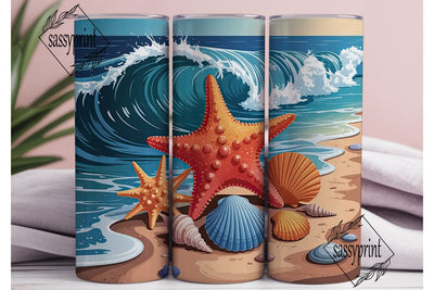 Beach Starfish & Seashells 20oz Tumbler Sublimation sassyprint 